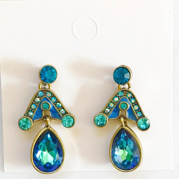 Heidi Daus Blue Crystal Drop Earrings - Picture 1 of 2